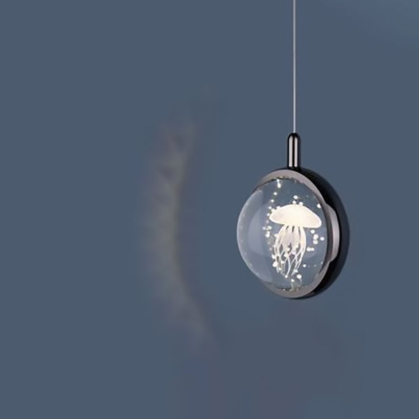 Modern Minimalist Round Ball Aluminum Crystal LED Pendant Light for Bedroom BulbSquare