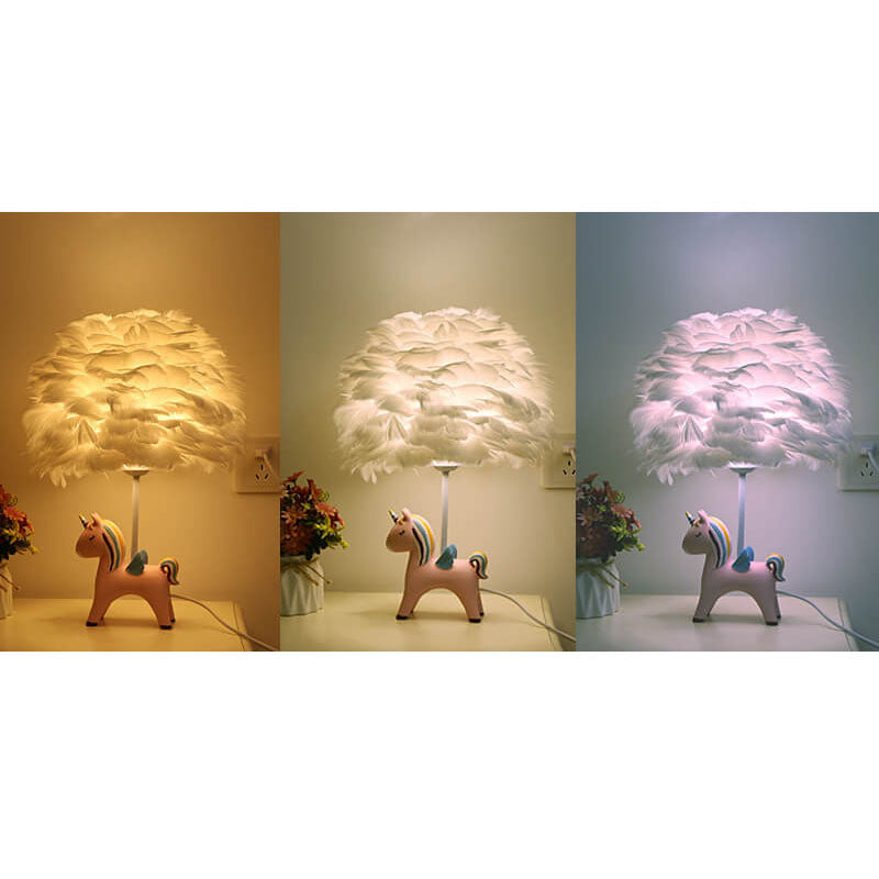 Lumendat Modern Creative Unicorn Feather Children 1-Light Table Lamp Lumendat