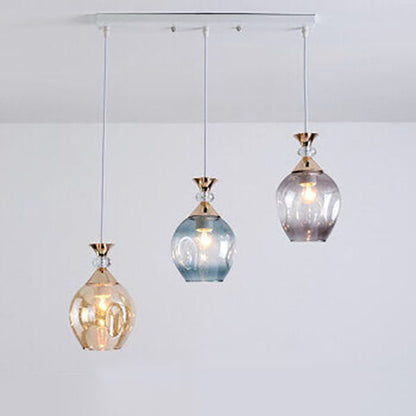 Contemporary Nordic Gradient Glass Metal Orb 1/3 Light Island Light Chandelier for Living Room
