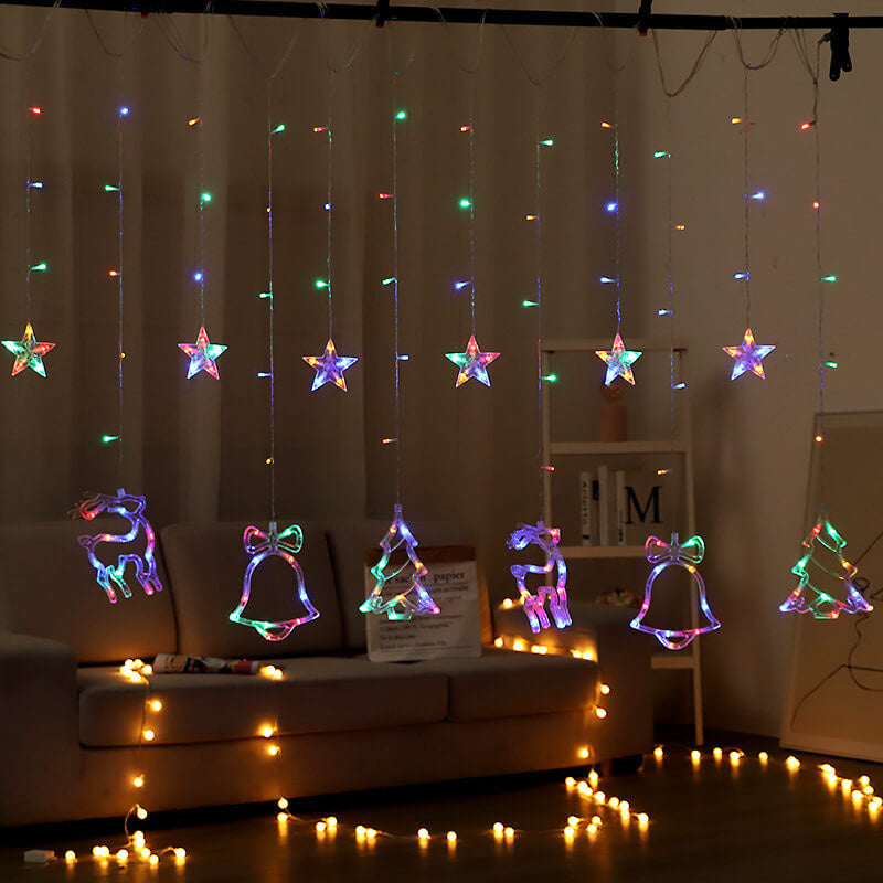 LED Solar Star Moon Curtain Light Christmas Outdoor Patio Decorative Camping String Lights Lumendat