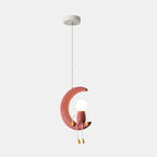 Lumendat Contemporary Nordic Kids Iron Resin Glass Moon Doll 1-Light Pendant Light For Bedside Lumendat