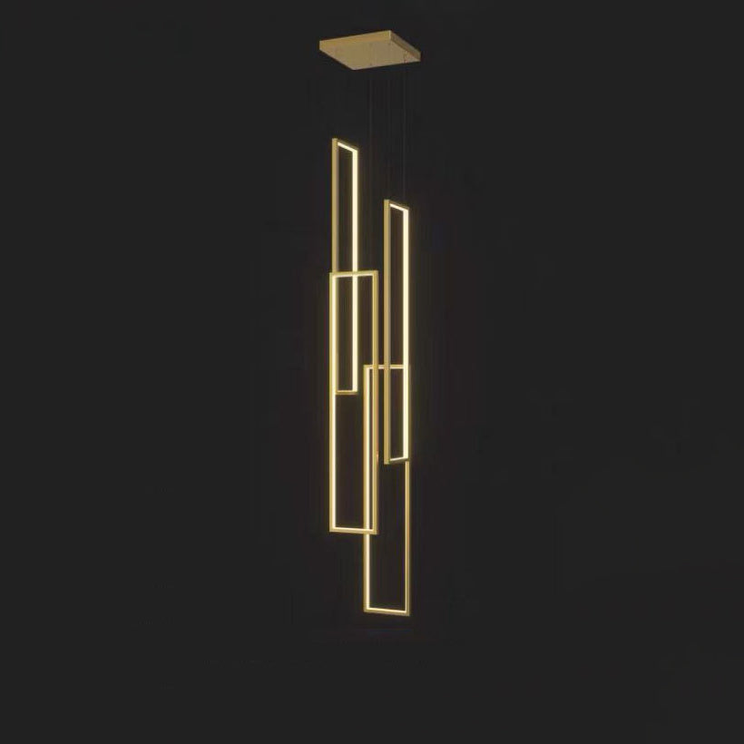 Modern Minimalist Iron Aluminum Silica Rectangular Square Ceiling Plate LED Chandelier for Stairway BulbSquare