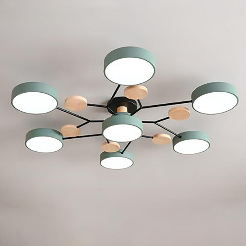 Contemporary Scandinavian Round Molecule Branch Design LED Semi-Flush Mount Ceiling Light For Living Room Lumendat