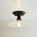 Nordic Vintage Glass Floral Round Geometry 1-Light Semi-Flush Mount Ceiling Light Lumendat
