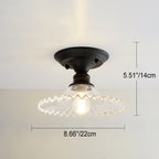 Nordic Vintage Glass Floral Round Geometry 1-Light Semi-Flush Mount Ceiling Light Lumendat