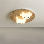 Lumendat Contemporary Creative Woodgrain Cartoon Octopus Moon Acrylic LED Kids Flush Mount Ceiling Light For Living Room Lumendat