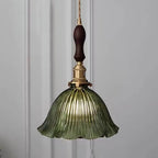 Nordic Modern Minimalist Flower Copper Walnut Glass 1-light Pendant Light Lumendat