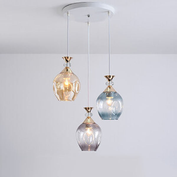 Contemporary Nordic Gradient Glass Metal Orb 1/3 Light Island Light Chandelier for Living Room