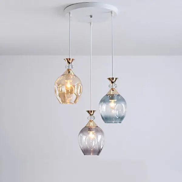 Contemporary Nordic Gradient Glass Metal Orb 1/3 Light Island Light Chandelier for Living Room Lumendat