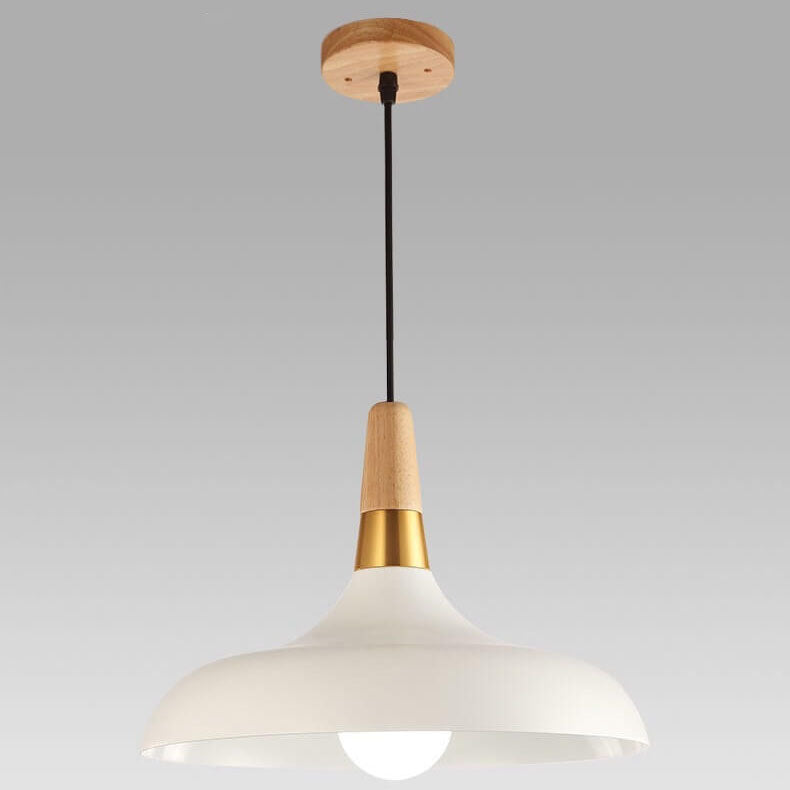 Nordic Macaron Barn Metal Wood 1-light Pendant Light