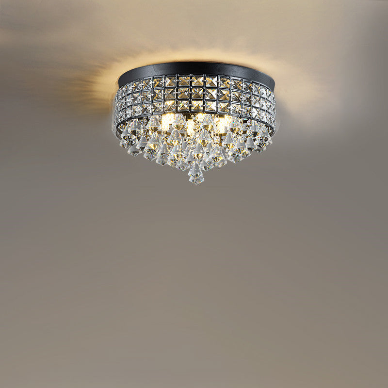 Modern Luxury Round Iron Crystal Beads 6/9-Light Flush Mount Ceiling Light For Living Room Lumendat