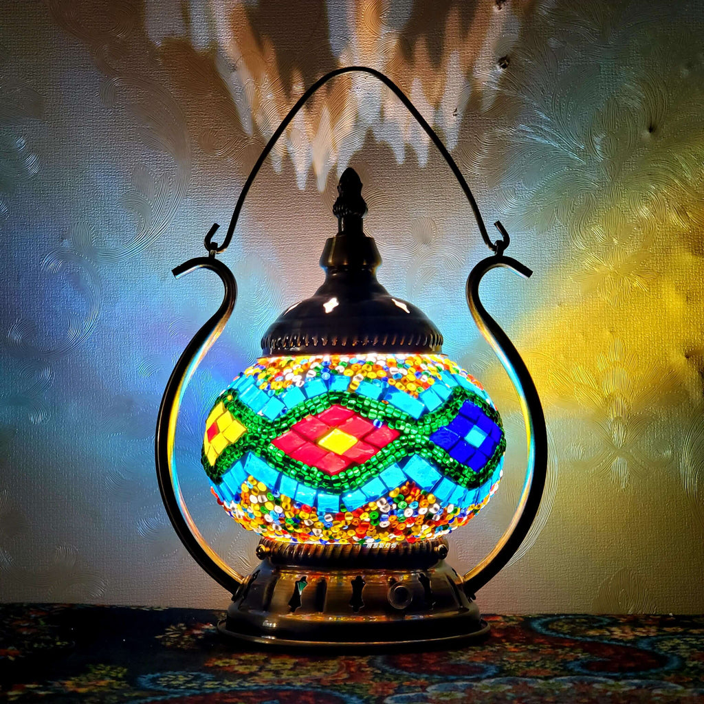 Moroccan Stained Glass Round Pot USB Rechargeable LED Portable Table Lamp Lumendat
