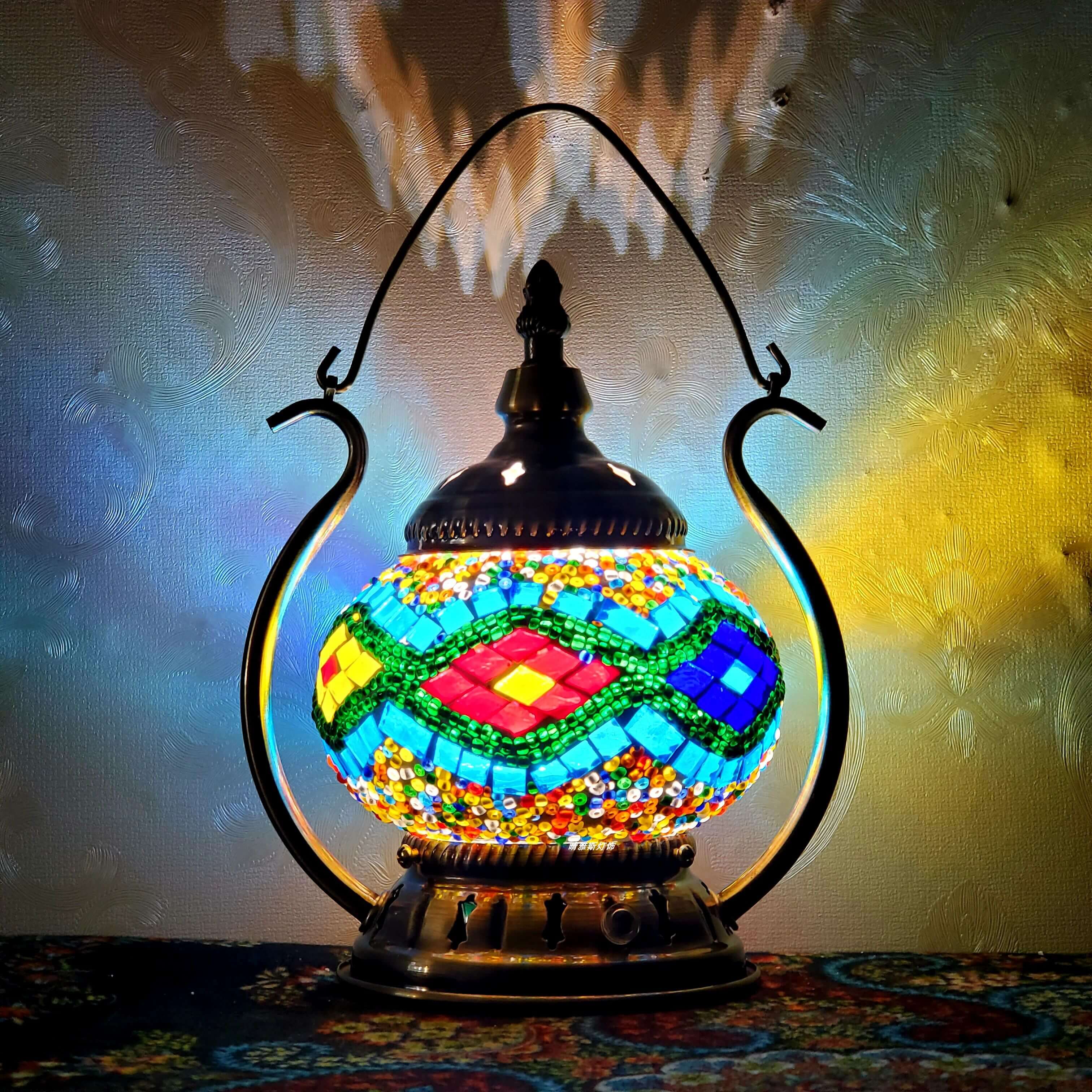 Moroccan Stained Glass Round Pot USB Rechargeable LED Portable Table Lamp Lumendat