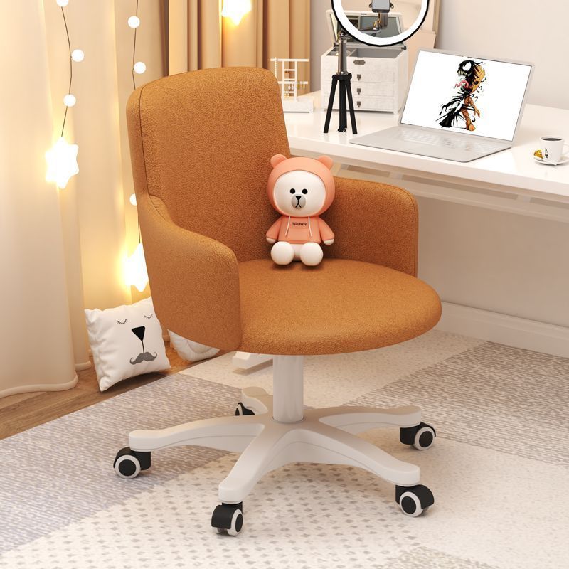 Modern Minimalist Fabric Velvet Nylon Sponge Round Rotatable Desk Chair Backrest Armrest For Home Office DFM-F