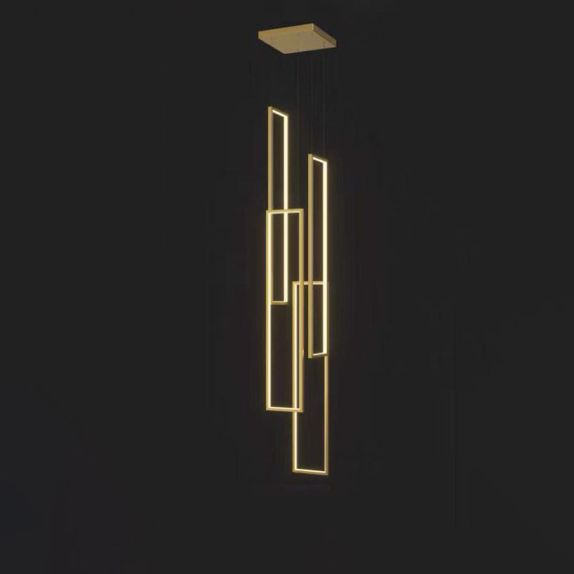 Modern Minimalist Iron Aluminum Silica Rectangular Square Ceiling Plate LED Chandelier for Stairway BulbSquare