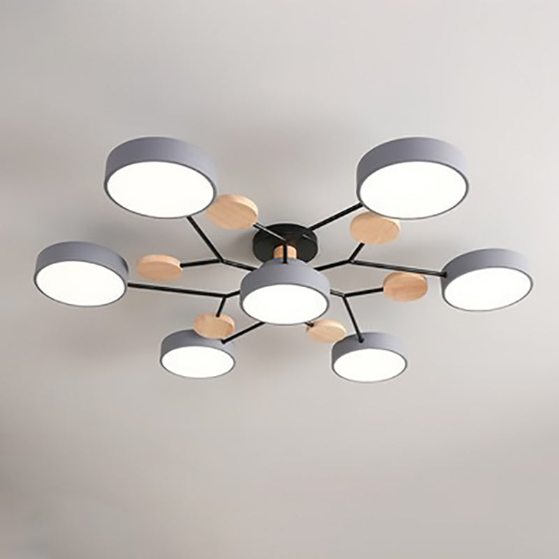 Contemporary Scandinavian Round Molecule Branch Design LED Semi-Flush Mount Ceiling Light For Living Room Lumendat