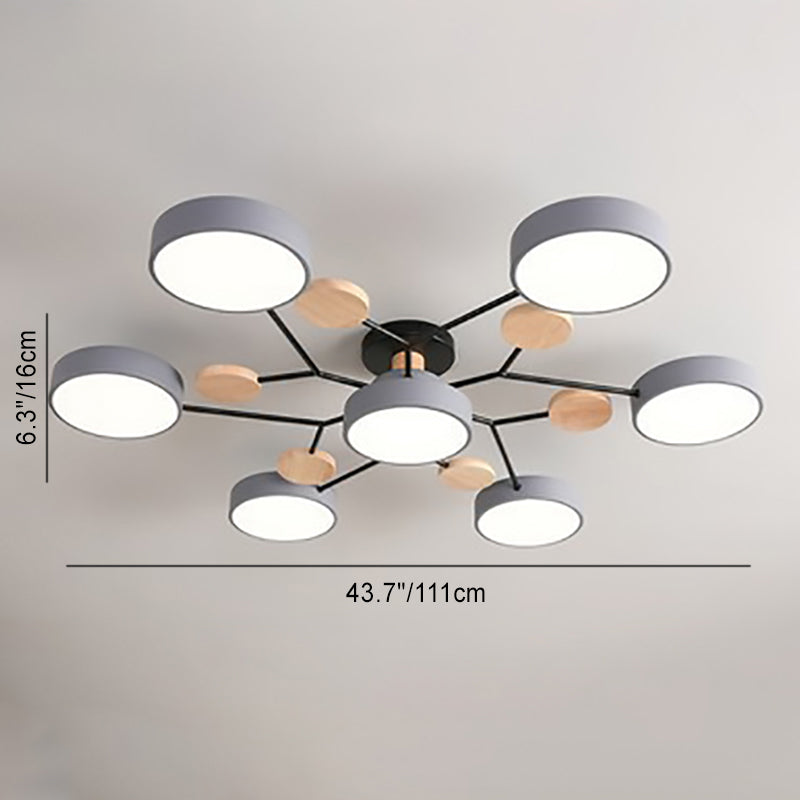 Contemporary Scandinavian Round Molecule Branch Design LED Semi-Flush Mount Ceiling Light For Living Room Lumendat