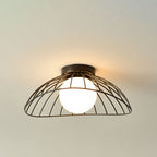 Scandinavian Modern Minimalist Iron Glass Ceramic Flower Diamond 1-Light Semi-Flush Mount Ceiling Light Lumendat