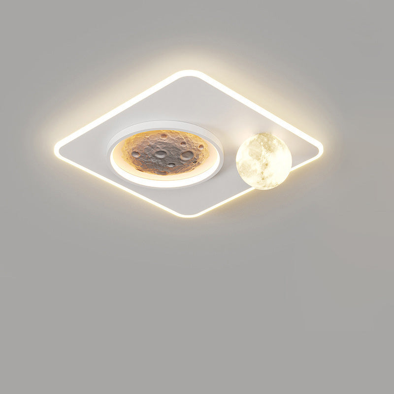 Lumendat Contemporary Creative Resin Moon Astronaut Acrylic Cloud Shape LED Kids Flush Mount Ceiling Light For Living Room Lumendat