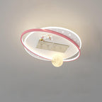 Lumendat Contemporary Creative Acrylic Astronaut Moon LED Kids Flush Mount Ceiling Invisible Bladeless Fan Light For Bedroom Lumendat