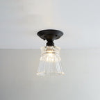 Nordic Vintage Glass Floral Round Geometry 1-Light Semi-Flush Mount Ceiling Light Lumendat