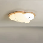 Lumendat Contemporary Creative Woodgrain Cartoon Octopus Moon Acrylic LED Kids Flush Mount Ceiling Light For Living Room Lumendat