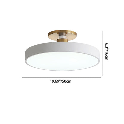 Contemporary Scandinavian Metal Acrylic Round LED Semi-flush Mount Ceiling Light for Hallway