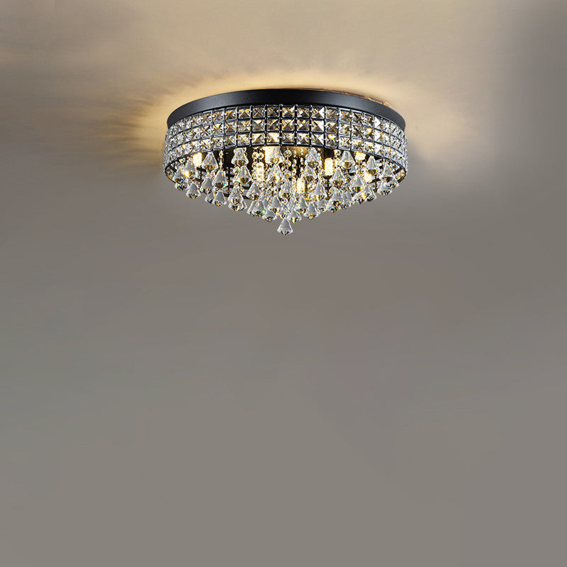 Modern Luxury Round Iron Crystal Beads 6/9-Light Flush Mount Ceiling Light For Living Room Lumendat