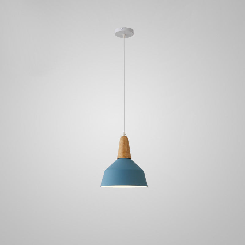 Nordic Minimalist Macaron Solid Color Aluminum Wood 1-light Pendant Light BulbSquare