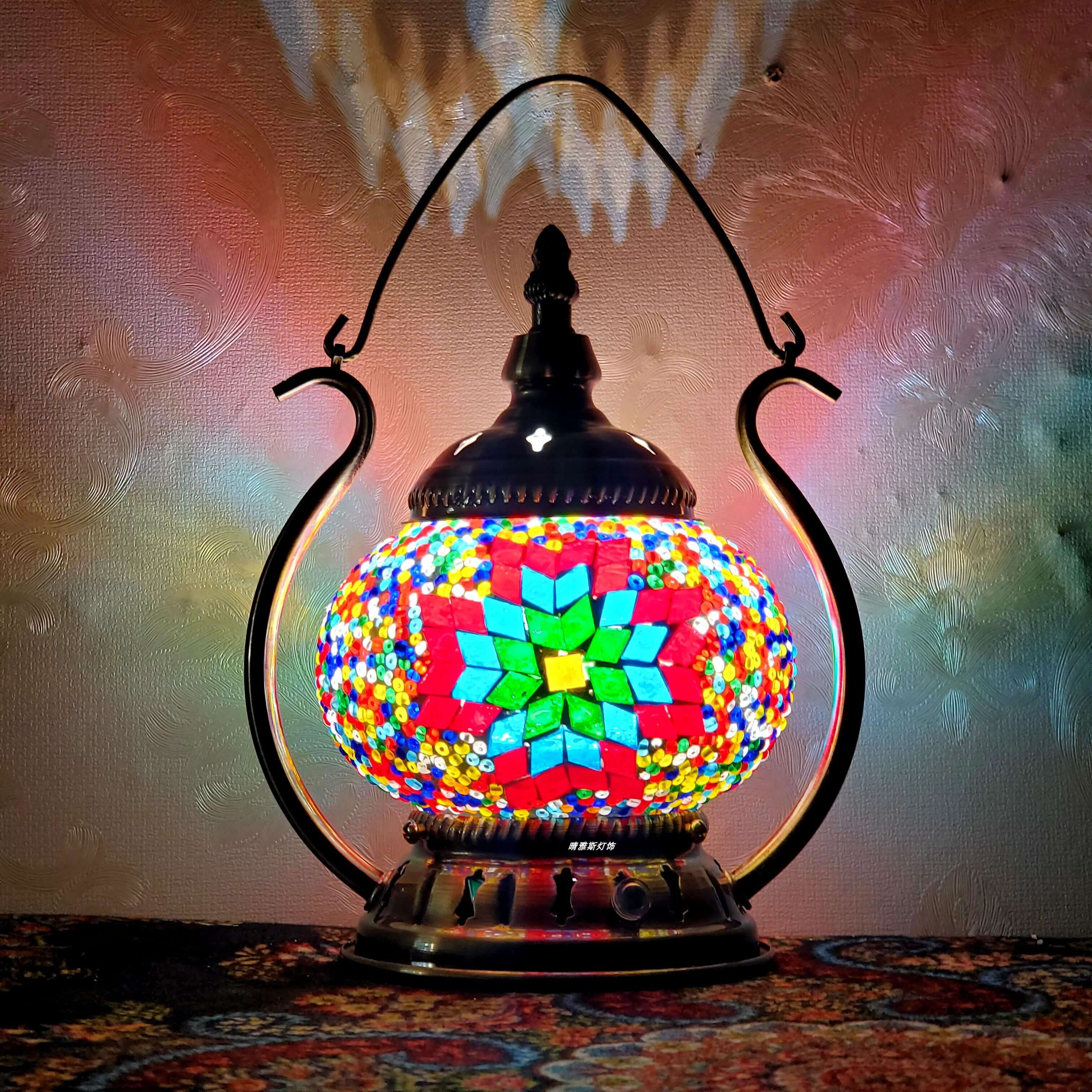 Moroccan Stained Glass Round Pot USB Rechargeable LED Portable Table Lamp Lumendat