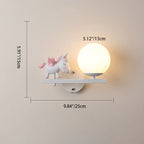 Contemporary Creative Kids Girls Unicorn Orb Resin Iron Glass 1-Light Wall Sconce Lamp For Bedroom Lumendat