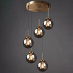 Contemporary Nordic Copper Spherical Glass Shade 1/3/5-light Island Light Chandelier for Dining Room Lumendat