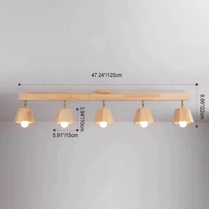 Traditional Japanese Wood Polygon 1/5-light Semi-flush Mount Ceiling Light for Bedroom