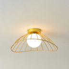 Scandinavian Modern Minimalist Iron Glass Ceramic Flower Diamond 1-Light Semi-Flush Mount Ceiling Light Lumendat