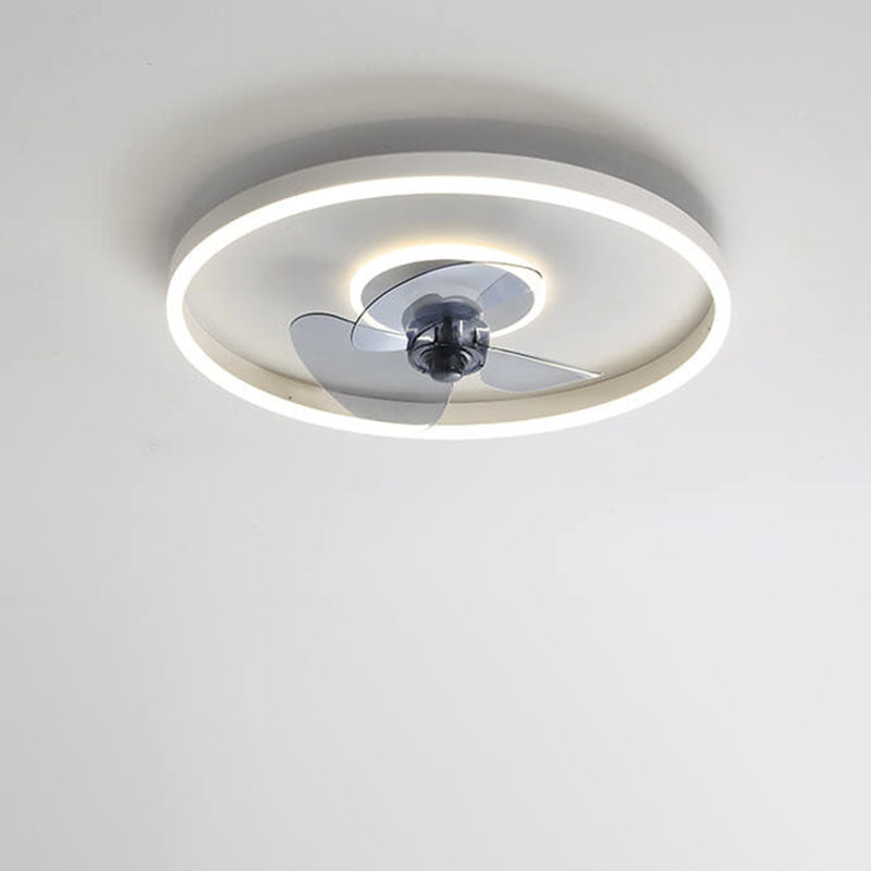 Contemporary Nordic Round Iron Silicone Aluminum Invisible LED Flush Mount Ceiling Fan Light For Living Room & Bedroom Lumendat