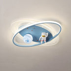 Lumendat Children Creative Cartoon Astronaut Moon Acrylic LED Kids Flush Mount Ceiling Light Lumendat