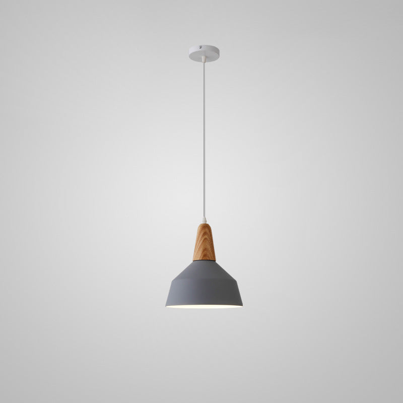 Nordic Minimalist Macaron Solid Color Aluminum Wood 1-light Pendant Light BulbSquare
