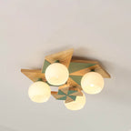 Scandinavian Modern Childlike Giraffe Diamond Pentagram Windmill Iron Wood Glass 4/5 Light Semi-Flush Mount Ceiling Light Lumendat