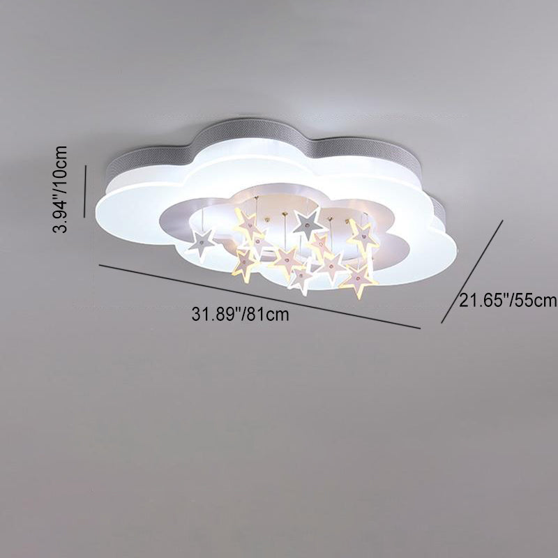 Lumendat Contemporary Nordic Star Decor Cloud Acrylic Shade LED Kids Flush Mount Ceiling Light For Bedroom Lumendat