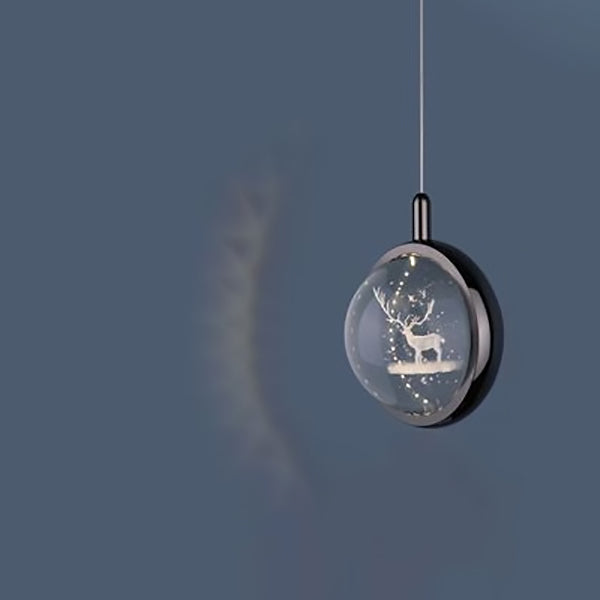 Modern Minimalist Round Ball Aluminum Crystal LED Pendant Light for Bedroom BulbSquare