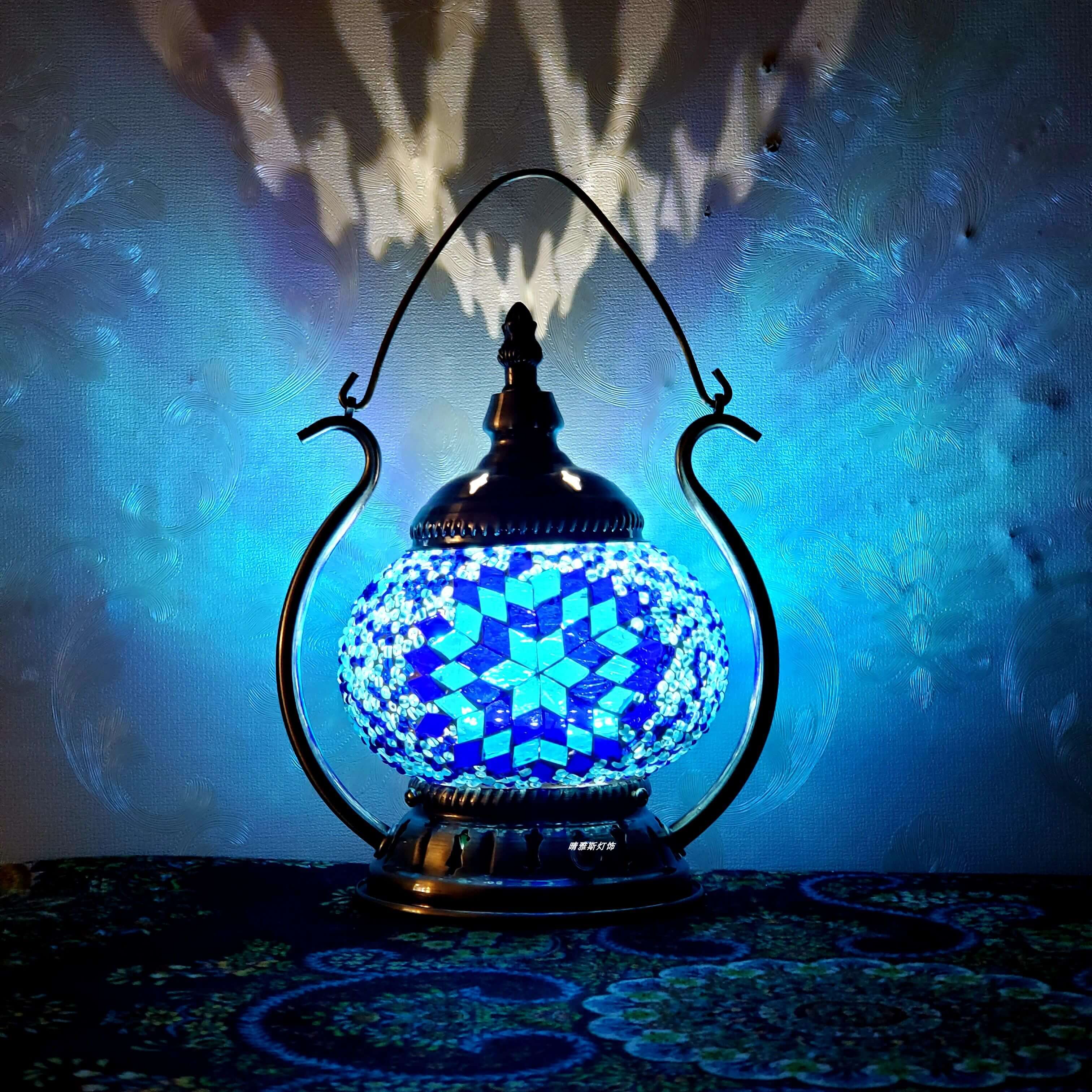Moroccan Stained Glass Round Pot USB Rechargeable LED Portable Table Lamp Lumendat