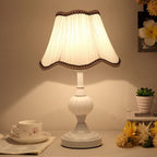 Nordic Vintage Floral Glass Fabric 1-Light Table Lamp Lumendat