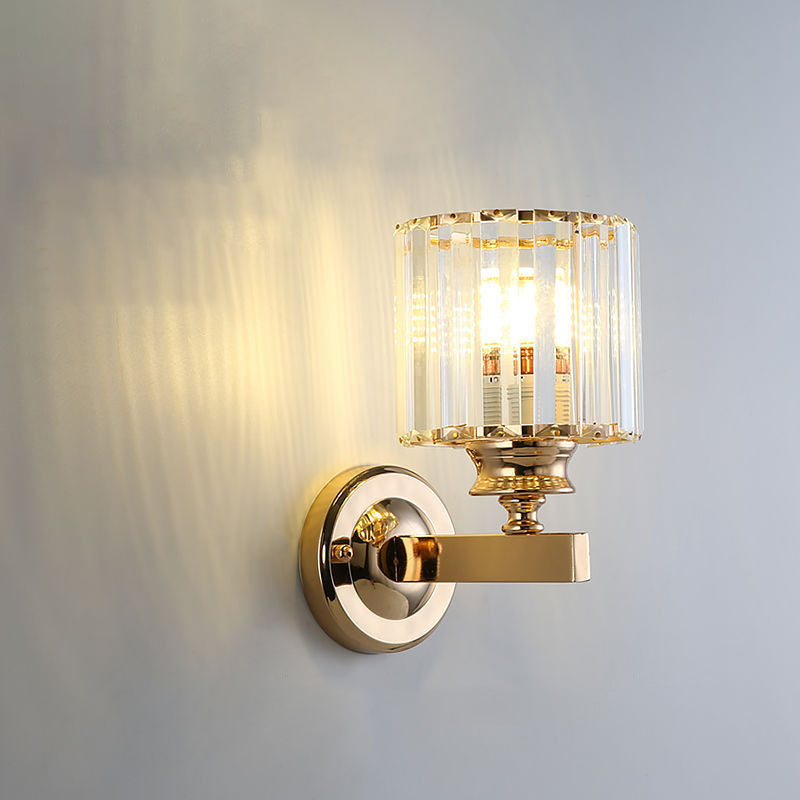 Modern Minimalist Oval Cylinder Hardware Crystal 1-Light Wall Sconce Lamp For Bedroom Lumendat