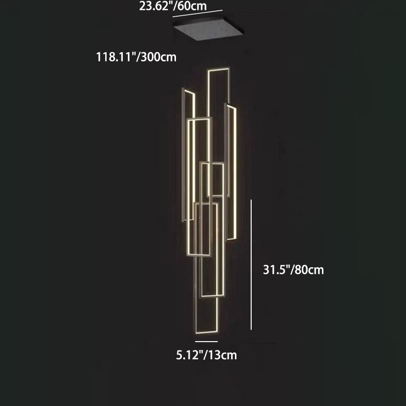 Modern Minimalist Iron Aluminum Silica Rectangular Square Ceiling Plate LED Chandelier for Stairway BulbSquare