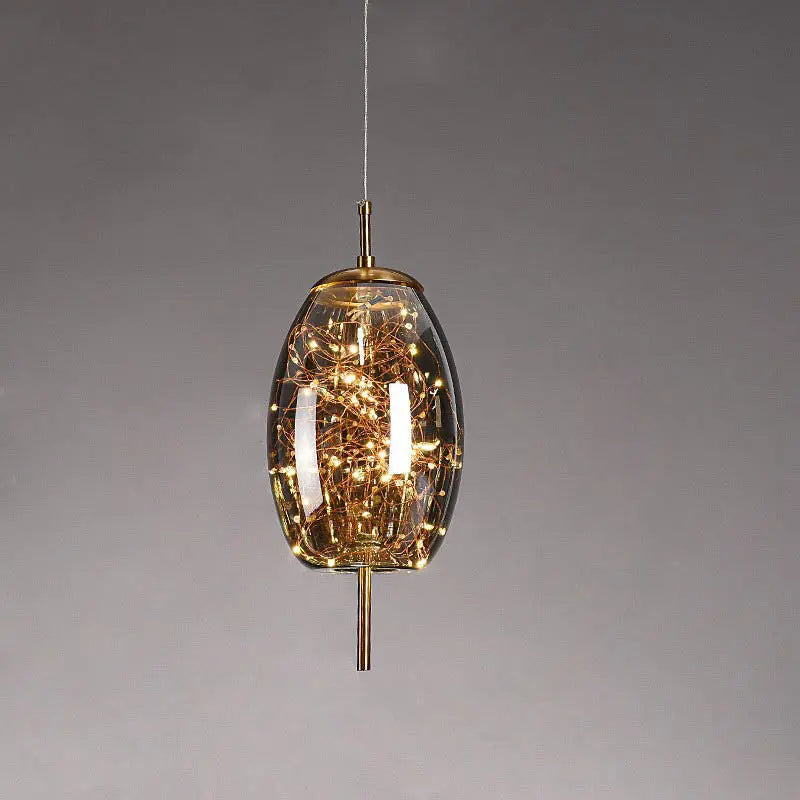 Contemporary Scandinavian Cylinder Oval Glass 1-light Pendant Light for Bedroom Lumendat