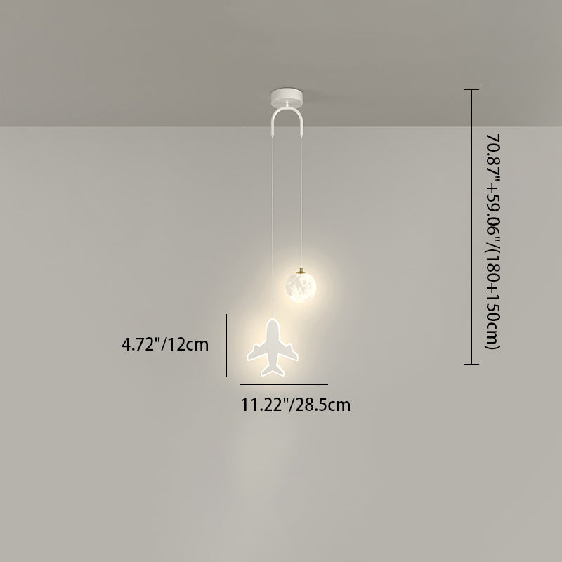 Lumendat Contemporary Creative Cartoon Acrylic Aircraft Moon Shade LED Kids Chandelier For Bedroom Lumendat
