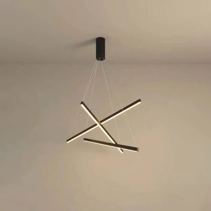 Nordic Light Luxury Iron Aluminum Geometric Line Combination LED Chandelier Lumendat