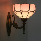 Traditional Tiffany Half Circle Alloy Iron 1-Light Wall Sconce Lamp For Bedroom
