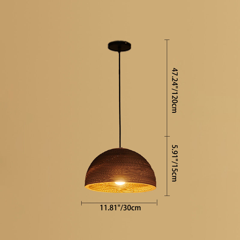 Contemporary Retro Paper Elliptic Spherical Bell Trapezoid Semicircle Polygonal 1-light Pendant Light for Dining Room