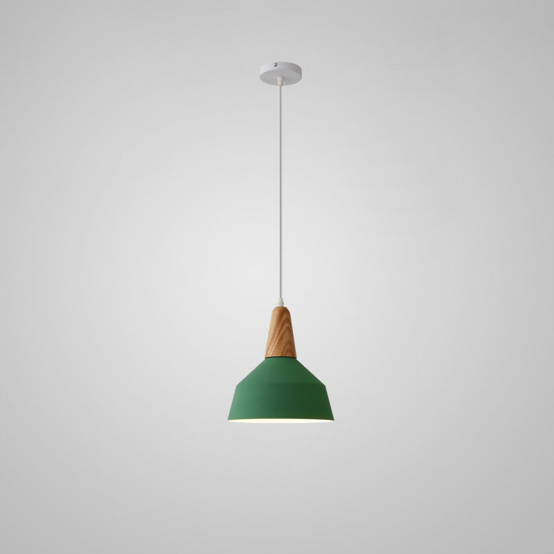 Nordic Minimalist Macaron Solid Color Aluminum Wood 1-light Pendant Light BulbSquare
